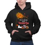 Life is Better with Crimson Autumn Leaves Butterflies Snoopy Woodstock 2 Hoodie