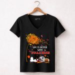 Life is Better with Falcons Autumn Leaves Helmet Football Snoopy 7 Womens V Neck