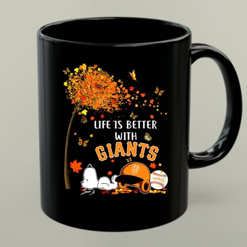 Life Is Better With Giants Snoopy Fall Leaves Baseball Cap 1 Mug 1.Jpg
