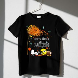 Life is Better with Packers Green Bay Football Autumn Snoopy Leaves 1 T Shirt