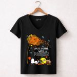 Life is Better with Packers Green Bay Football Autumn Snoopy Leaves 5 Womens V Neck1