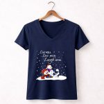 Live Well Love Much Laugh Often Snoopy Peanuts Winter Snowman 5 Womens V Neck 1.jpg