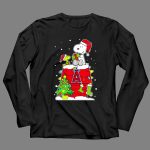 Los Angeles Angels Christmas Snoopy and Woodstock with Santa Hats and Gifts 4 Long Sleeves.jpg