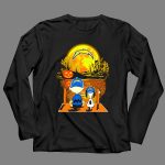 Los Angeles Chargers Charlie Brown Snoopy Pumpkin Moon Halloween Scene 4 Long Sleeves