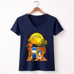 Los Angeles Chargers Charlie Brown Snoopy Pumpkin Moon Halloween Scene 5 Womens V Neck