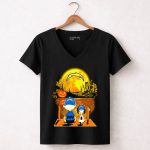 Los Angeles Chargers Charlie Brown Snoopy Pumpkin Moon Halloween Scene 5 Womens V Neck1