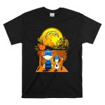 Los Angeles Chargers Charlie Brown Snoopy Pumpkin Moon Halloween Scene T Shirt 6