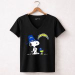 Los Angeles Chargers Snoopy And Woodstock In Blue Hats 7 Womens V Neck
