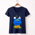 Los Angeles Chargers Snoopy Doghouse Pumpkins 5 Womens V Neck