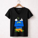 Los Angeles Chargers Snoopy Doghouse Pumpkins 7 Womens V Neck