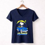 Los Angeles Chargers Snoopy Driving with Woodstock 5 Womens V Neck