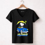 Los Angeles Chargers Snoopy Driving with Woodstock 7 Womens V Neck
