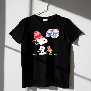 Los Angeles Clippers Snoopy with Woodstock in Team Hats 1 T Shirt