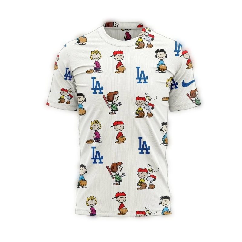 Los Angeles Dodgers Peanuts Snoopy Graphic All Over Print T Shirt 1.Jpg