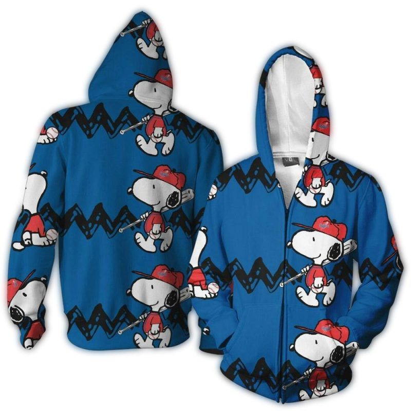 Los Angeles Dodgers Snoopy Baseball All Over Print Hoodie 1.Jpg