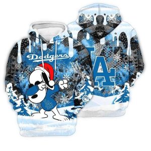 Los Angeles Dodgers Snoopy Dabbing Christmas All Over Print Hoodie 1.jpg