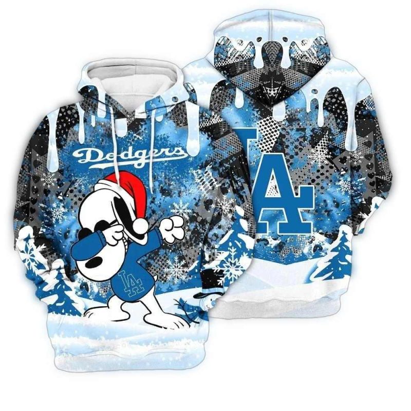 Los Angeles Dodgers Snoopy Dabbing Christmas All Over Print Hoodie 1.Jpg