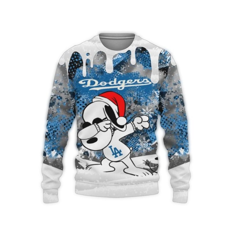 Los Angeles Dodgers Snoopy Dabbing Peanuts Ugly Sweater 1.Jpg
