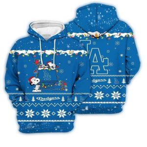 Los Angeles Dodgers Snoopy Dod House Merry Christmas All Over Print Hoodie 1.jpg