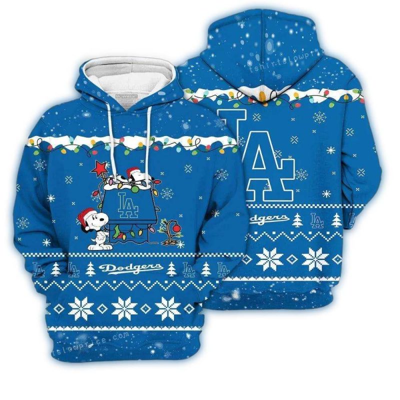 Los Angeles Dodgers Snoopy Dod House Merry Christmas All Over Print Hoodie 1.Jpg