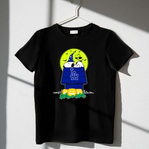 Los Angeles Dodgers Snoopy Halloween Moon Pumpkins Woodstock Shirt