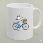 Los Angeles Dodgers Snoopy Riding Bicycle with Woodstock and Flowers 1 mug 1.jpg