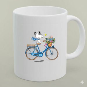 Los Angeles Dodgers Snoopy Riding Bicycle with Woodstock and Flowers 1 mug 1.jpg