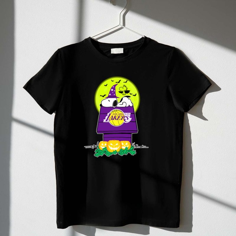 Los Angeles Lakers Snoopy Halloween Pumpkin Moon Bats 1 T Shirt