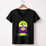 Los Angeles Lakers Snoopy Halloween Pumpkin Moon Bats 7 Womens V Neck