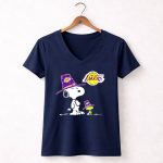 Los Angeles Lakers Snoopy Peanuts Basketball 5 Womens V Neck