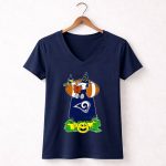 Los Angeles Rams Halloween Snoopy With Football And Pumpkins 5 Womens V Neck