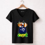 Los Angeles Rams Halloween Snoopy With Football And Pumpkins 7 Womens V Neck