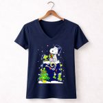 Los Angeles Rams Snoopy And Woodstock Christmas Rooftop Scene 5 Womens V Neck