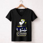 Los Angeles Rams Snoopy Driving with Woodstock 7 Womens V Neck