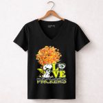 Love Packers Snoopy Green Bay Packers Autumn Tree 7 Womens V Neck