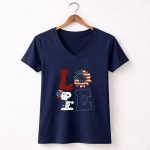 Love Sunflower Snoopy American Flag Hat 5 Womens V Neck