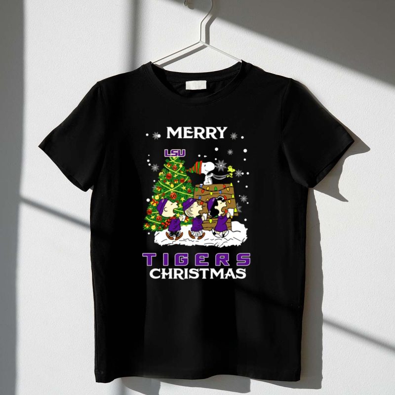 Lsu Tigers Merry Christmas Snoopy Christmas Tree Peanuts 1 T Shirt 1.Jpg