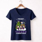 Lsu Tigers Merry Christmas Snoopy Christmas Tree Peanuts 5 Womens V Neck 1.jpg