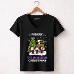 Lsu Tigers Merry Christmas Snoopy Christmas Tree Peanuts 7 Womens V Neck 1.jpg