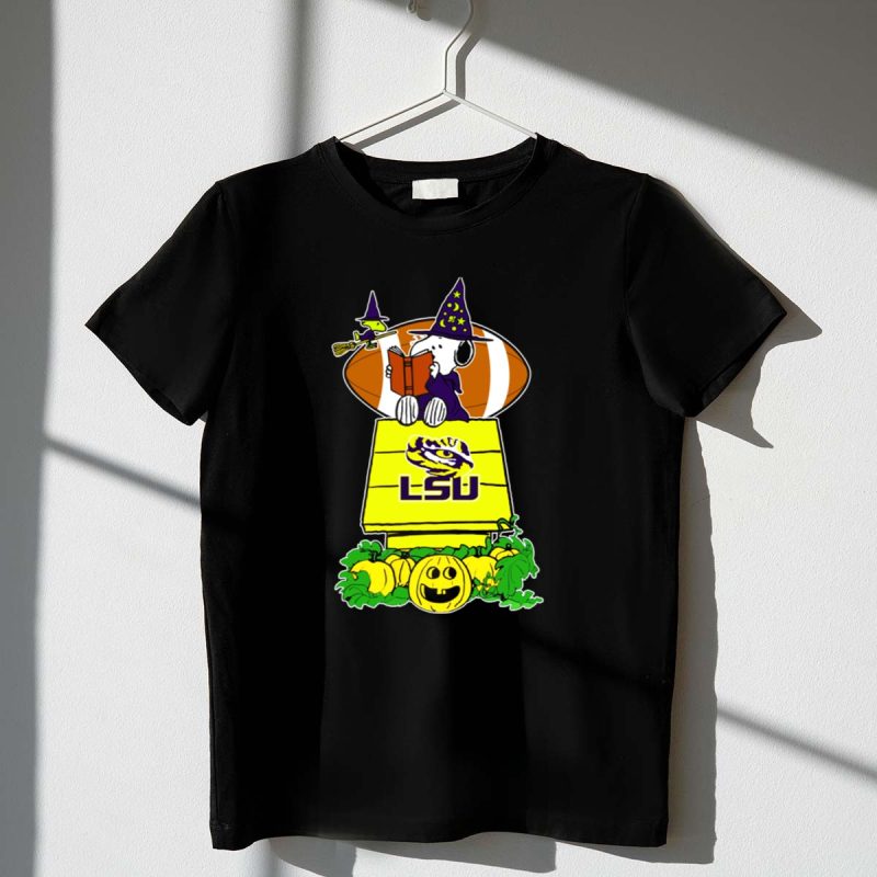 Lsu Tigers Snoopy Halloween Witch Football Peanuts Pumpkin House 1 T Shirt 1.Jpg