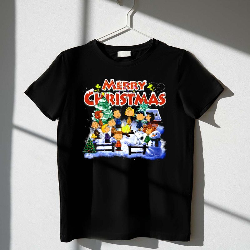 Merry Christmas Charlie Brown Snoopy Peanuts Campfire Snowman 1 T Shirt 1.Jpg