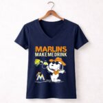 Marlins Make Me Drink Snoopy Miami Marlins Fans 5 Womens V Neck 1.jpg