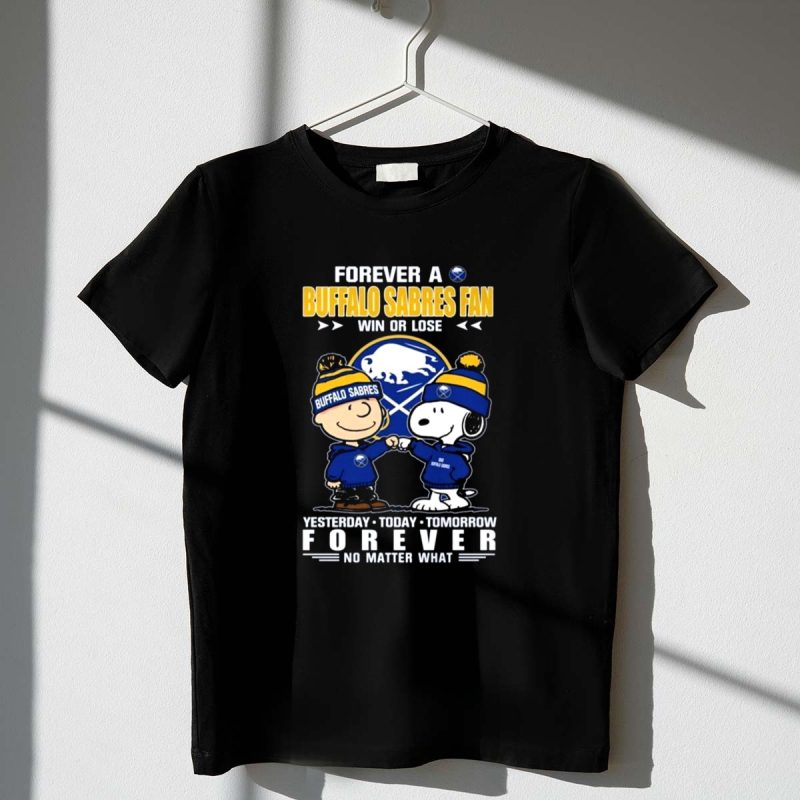 Mashup Charlie Brown And Snoopy Forever A Buffalo Sabres Fan Win Or Lose 1 T Shirt.jpg