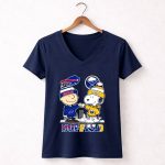Mashup Charlie Brown Bills and Snoopy Sabres Buffalo Skyline City 5 Womens V Neck.jpg