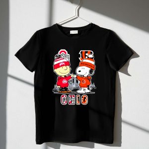Mashup Charlie Brown Buckeyes And Snoopy Bengals Ohio City Skyline Shirt