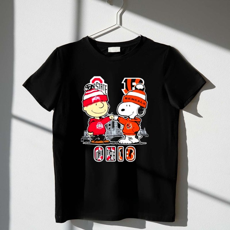 Mashup Charlie Brown Buckeyes And Snoopy Bengals Ohio City Skyline 1 T Shirt 3