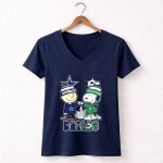 Mashup Charlie Brown Dallas Cowboys And Snoopy Dallas Stars Skyline Fist Bump 5 Womens V Neck.jpg