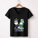 Mashup Charlie Brown Dallas Cowboys And Snoopy Dallas Stars Skyline Fist Bump 7 Womens V Neck.jpg