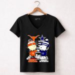 Mashup Charlie Brown Dallas Cowboys vs Snoopy Texas Longhorns City Skyline 7 Womens V Neck.jpg