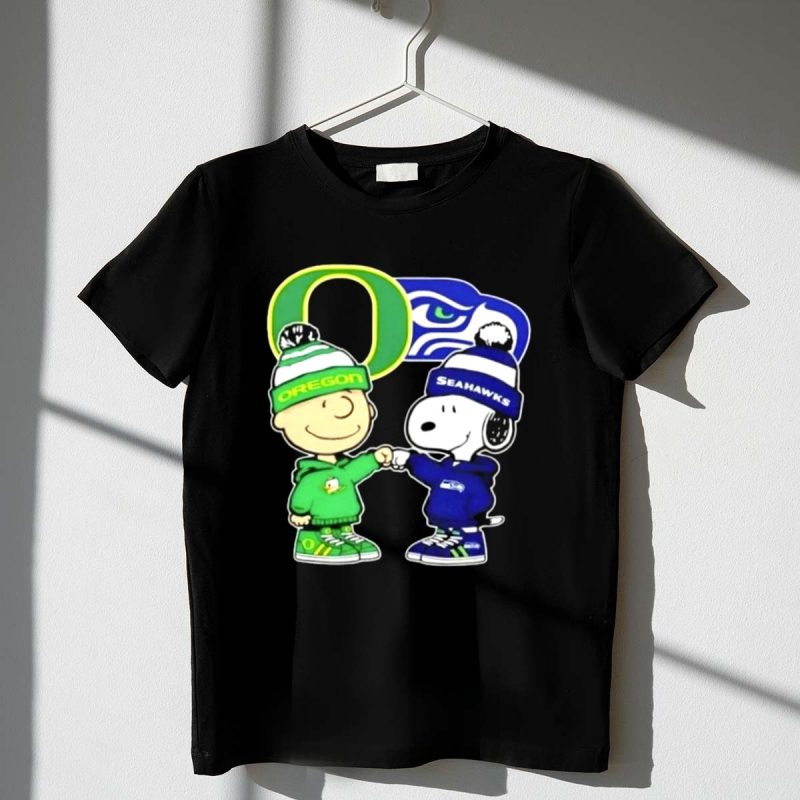 Mashup Charlie Brown Fist Bump Snoopy Oregon Ducks X Seattle Seahawks 1 T Shirt 1.Jpg